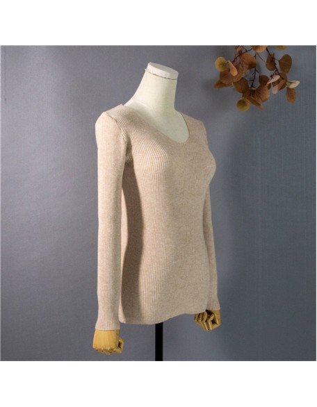 Pullover V-Neck Minimalist Bottoming Pink Tops Multi Colors