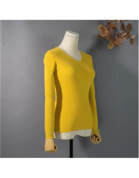 Pullover V-Neck Minimalist Bottoming Pink Tops Multi Colors