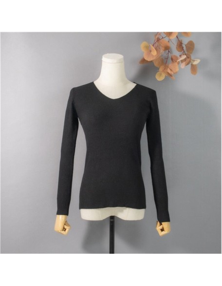 Pullover V-Neck Minimalist Bottoming Pink Tops Multi Colors