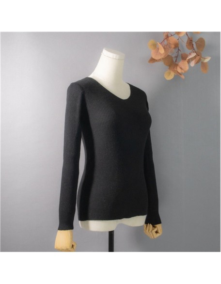 Pullover V-Neck Minimalist Bottoming Pink Tops Multi Colors