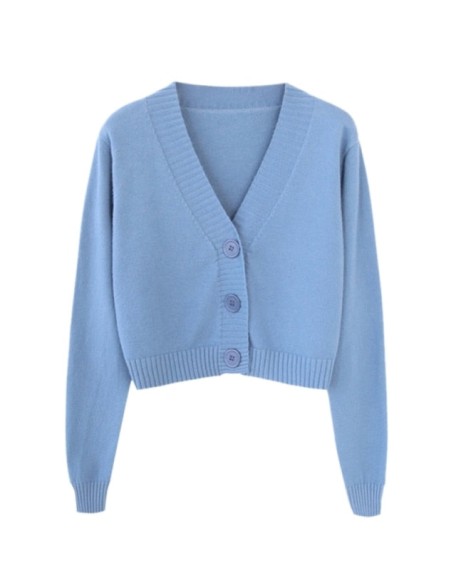 Long Sleeve Sweater Cardigan Sexy V-Neck Button Down Cropped Jacket