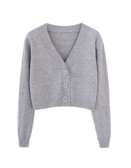 Long Sleeve Sweater Cardigan Sexy V-Neck Button Down Cropped Jacket