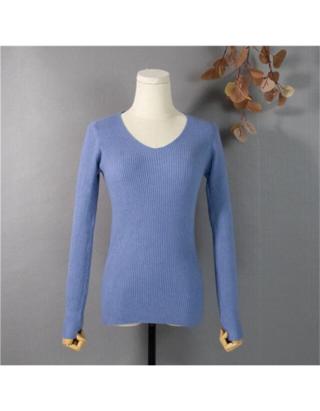 Pullover V-Neck Minimalist Bottoming Pink Tops Multi Colors