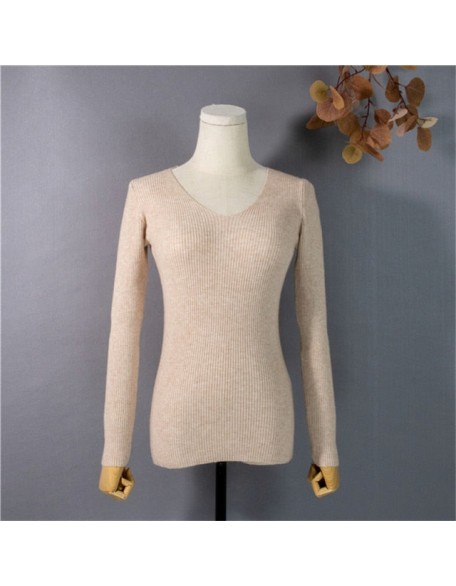 Pullover V-Neck Minimalist Bottoming Pink Tops Multi Colors