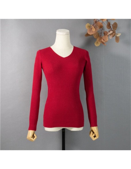 Pullover V-Neck Minimalist Bottoming Pink Tops Multi Colors