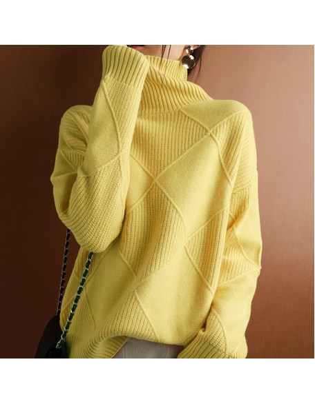 sweater women turtleneck sweater pure color knitted turtleneck pullover