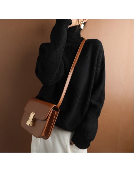 sweater women turtleneck sweater pure color knitted turtleneck pullover