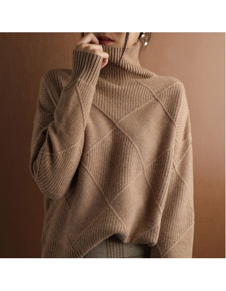 sweater women turtleneck sweater pure color knitted turtleneck pullover