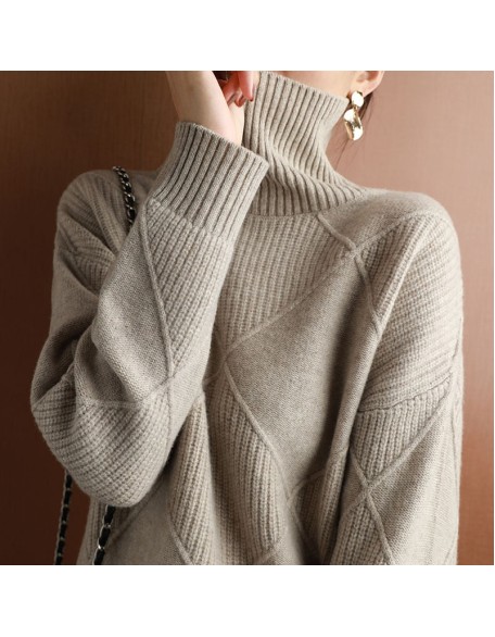 sweater women turtleneck sweater pure color knitted turtleneck pullover