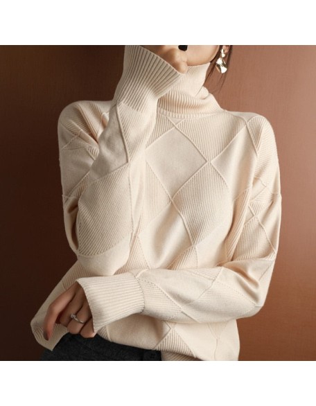 sweater women turtleneck sweater pure color knitted turtleneck pullover