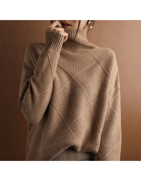 sweater women turtleneck sweater pure color knitted turtleneck pullover
