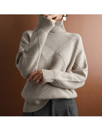 sweater women turtleneck sweater pure color knitted turtleneck pullover