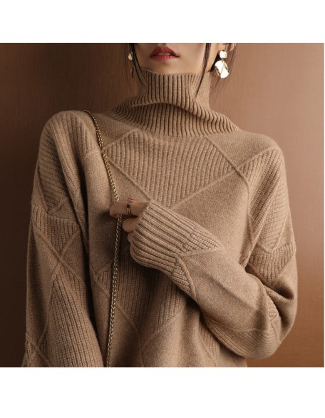 sweater women turtleneck sweater pure color knitted turtleneck pullover
