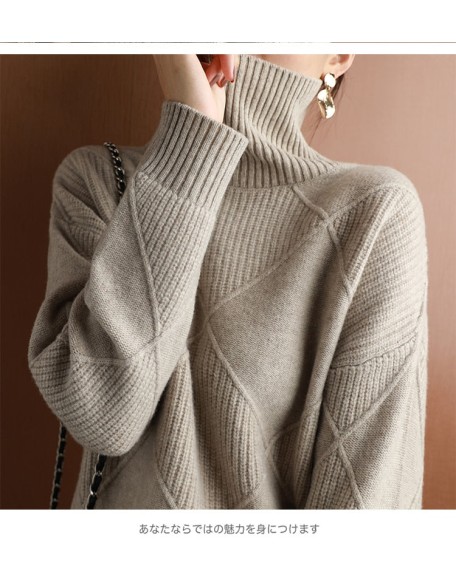 sweater women turtleneck sweater pure color knitted turtleneck pullover