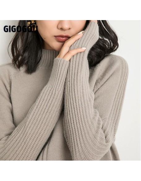 Vertical Stripe Women Sweaters Thick Warm Cashmere Turtleneck