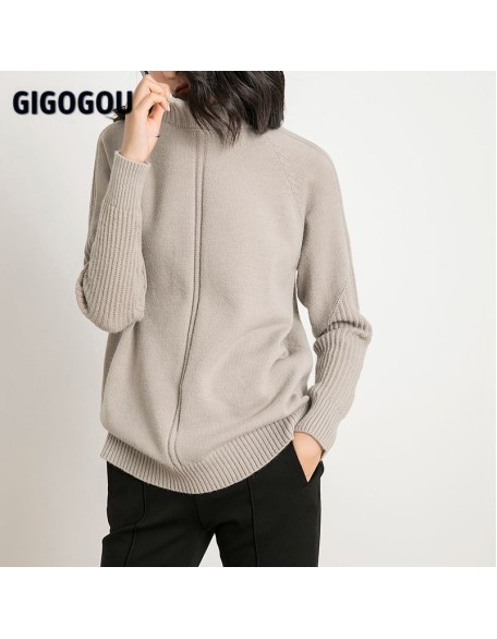 Vertical Stripe Women Sweaters Thick Warm Cashmere Turtleneck