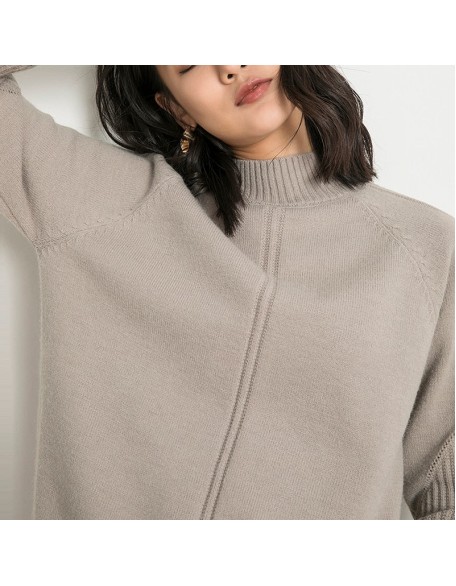 Vertical Stripe Women Sweaters Thick Warm Cashmere Turtleneck