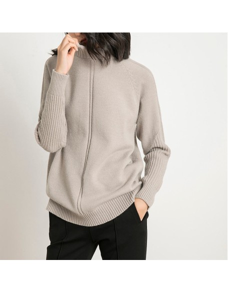 Vertical Stripe Women Sweaters Thick Warm Cashmere Turtleneck