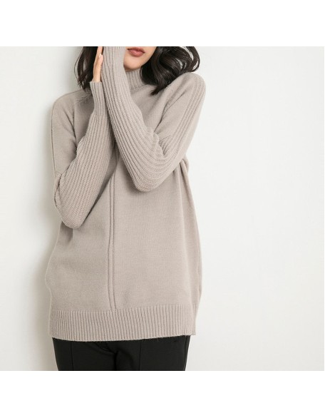 Vertical Stripe Women Sweaters Thick Warm Cashmere Turtleneck