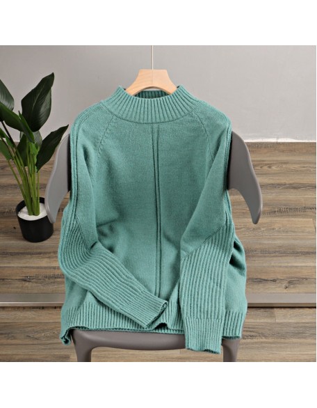 Vertical Stripe Women Sweaters Thick Warm Cashmere Turtleneck