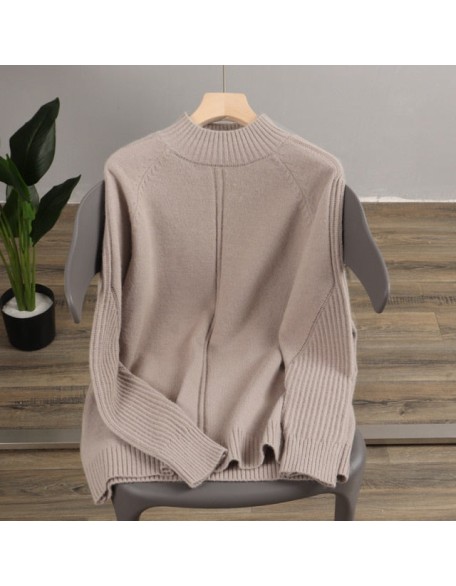 Vertical Stripe Women Sweaters Thick Warm Cashmere Turtleneck