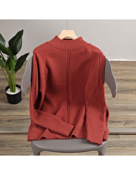 Vertical Stripe Women Sweaters Thick Warm Cashmere Turtleneck