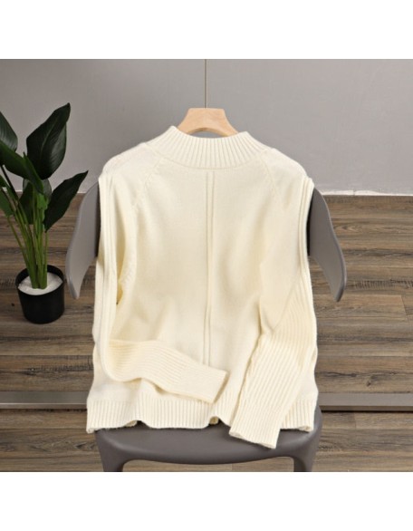 Vertical Stripe Women Sweaters Thick Warm Cashmere Turtleneck